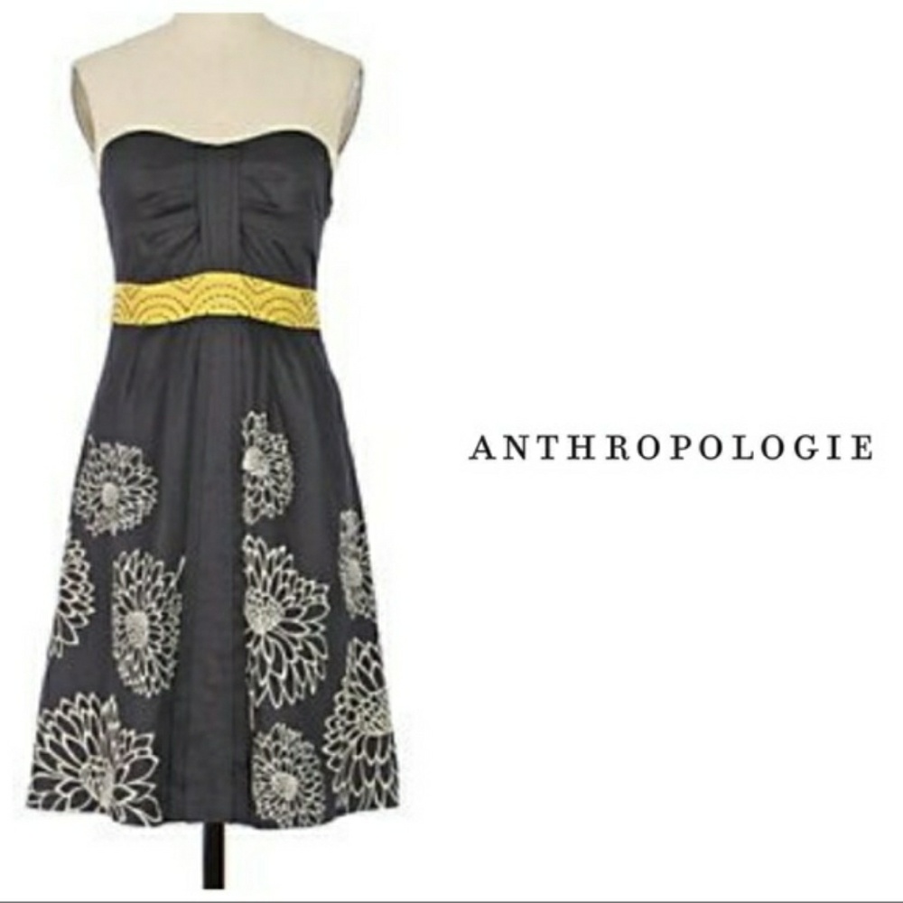 Floreat grey dress w yellow band